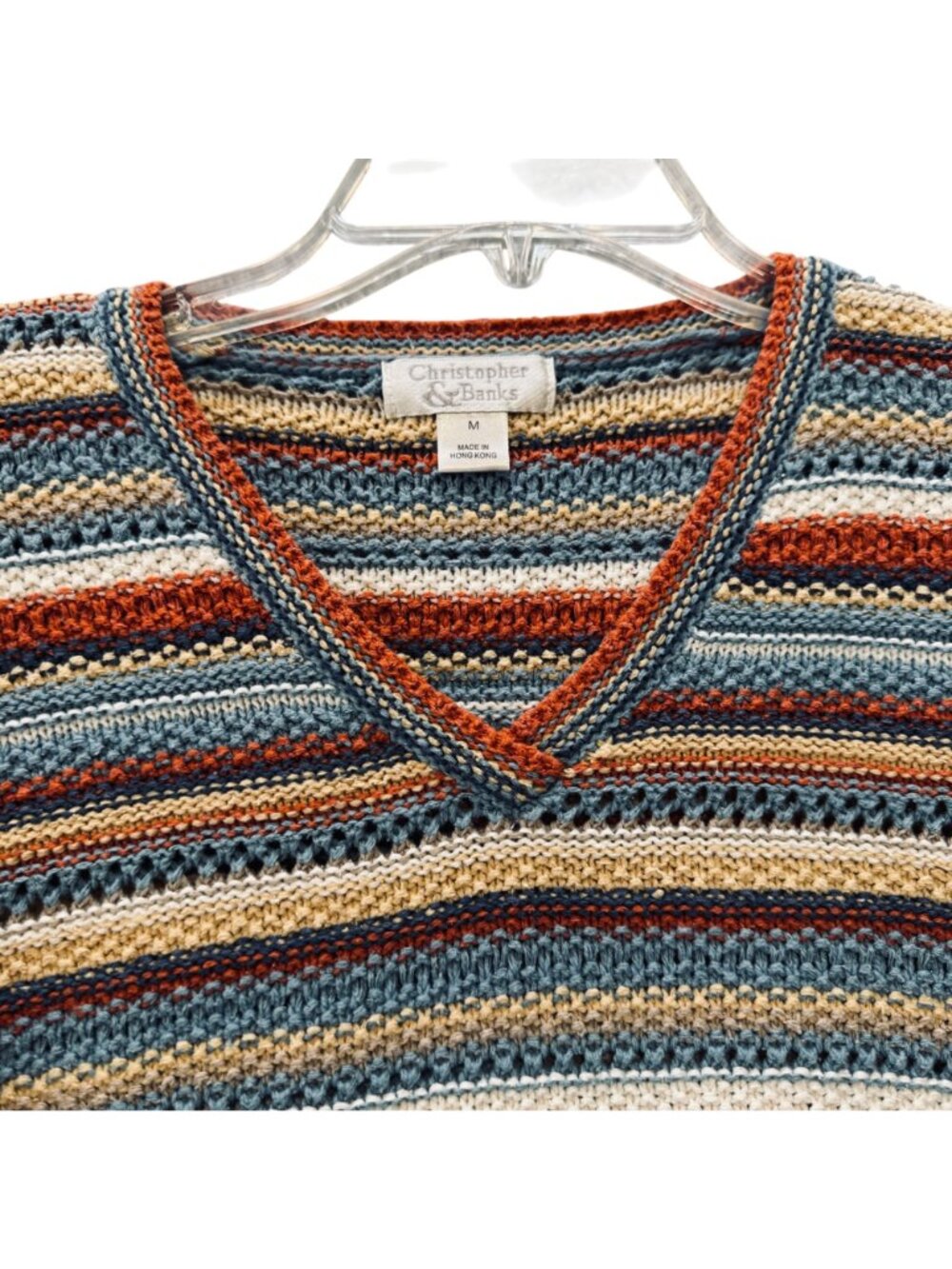 Christopher & Banks Vintage M Striped Knit Sweater Top Silk Blend Cozy Nautical - Picture 4 of 8